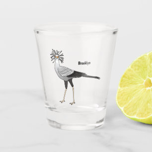 Secretary bird cartoon illustration shot glass