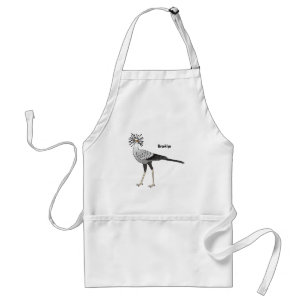 Secretary bird cartoon illustration standard apron