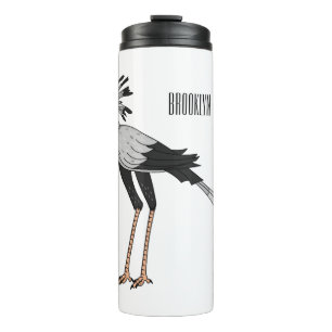 Secretary bird cartoon illustration thermal tumbler