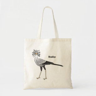 Secretary bird cartoon illustration tote bag