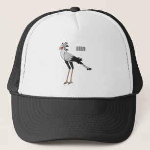 Secretary bird cartoon illustration trucker hat