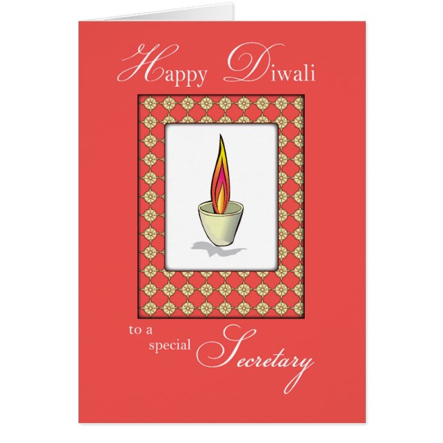 Secretary Diwali Candle on Red (Front)