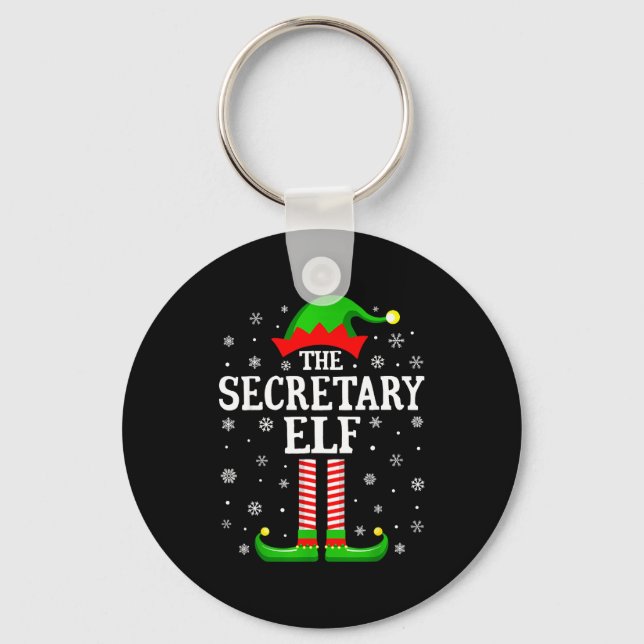 Secretary Elf Funny Christmas Family Matching  Key Ring (Front)