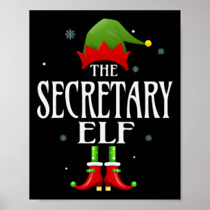 Secretary Elf Xmas Matching Family Group Christmas Poster