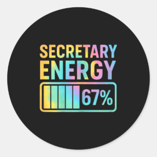 Secretary Energy 67 Percent Secretary Retro Vibes Classic Round Sticker