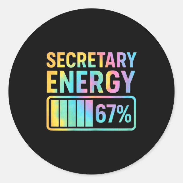 Secretary Energy 67 Percent Secretary Retro Vibes  Classic Round Sticker (Front)