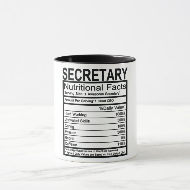 Secretary Nutritional Facts Mug (Center)