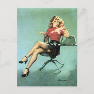 Secretary Pin Up Postcard
