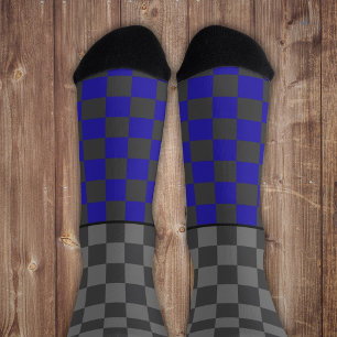 Secretly Wild check gray blue on gray Socks