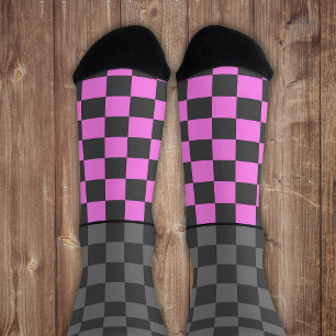 Secretly Wild check gray pink on gray Socks
