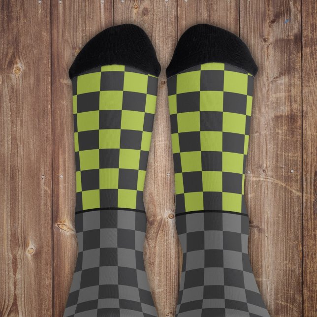 Secretly Wild check grey green on grey Socks (Creator Uploaded)
