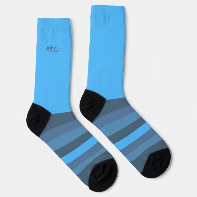 Secretly Wild Stripes in Mayan Blue Socks (Right)