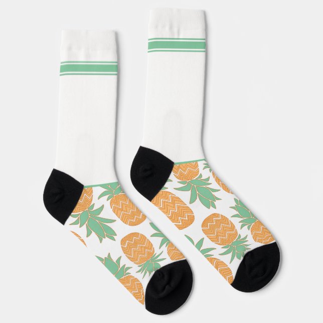 Secretly Wild White Green with Pineapple Socks (Right)
