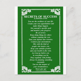 SECRETS OF SUCCESS By BERNARD LEVINE Postcard