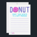 Secrets to a Happy Marriage Wedding Advice Card<br><div class="desc">Doughnut forget these secrets to a happy marriage,  pink frosted doughnut with coloured sprinkles wedding advice cards for guests to write down sage marriage advice for brides and grooms.</div>
