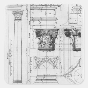 Section and elevation of a composite column square sticker