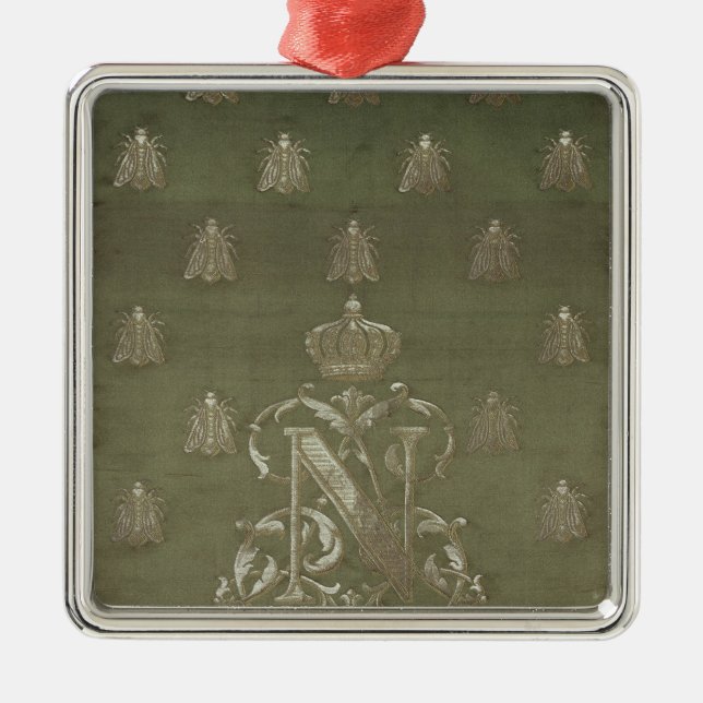 Section of green and gold damask metal tree decoration (Front)