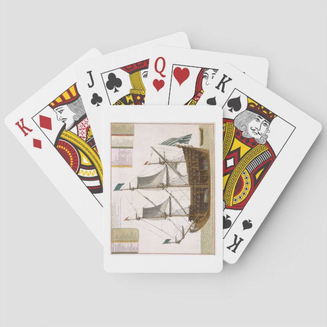 Section through a French first-rate ship of 104 ca Playing Cards (Back)