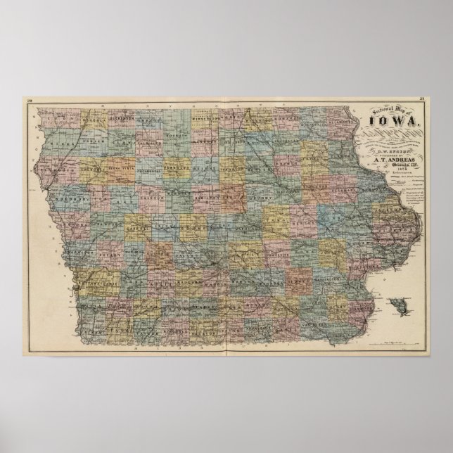 Sectional map of Iowa Poster (Front)