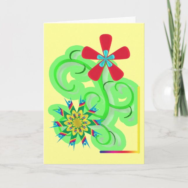 Secular Humanist & Atheist Symbol Flowers Card (Front)