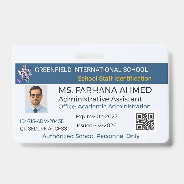 Secure Badge|Teacher ID|Corporate ID|Personnalisé ID Badge (Front)
