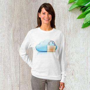 Secure Cloud Storage Icon with Padlock T-Shirt