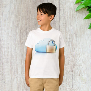 Secure Cloud Storage Icon with Padlock T-Shirt