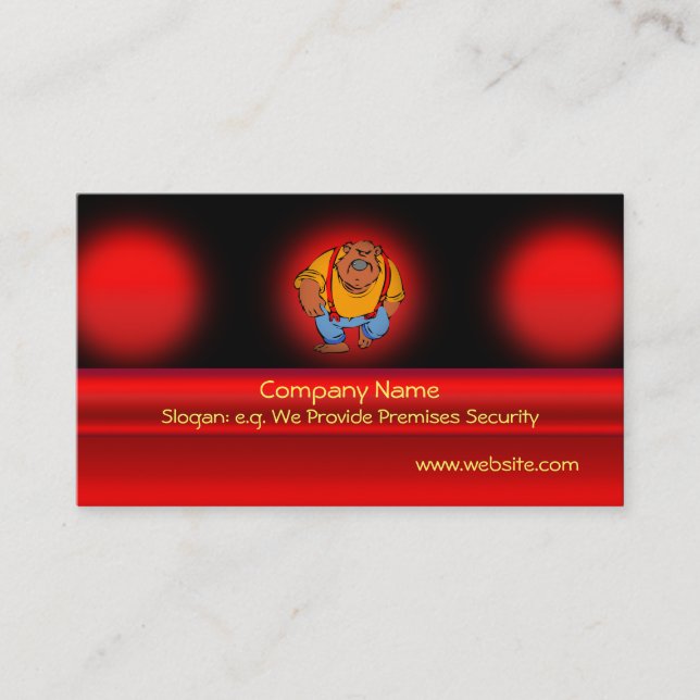 Security Bear doorman in bib overalls Business Card (Front)