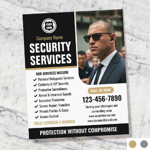 Security Bodyguard Services Company Logo Gold Flyer