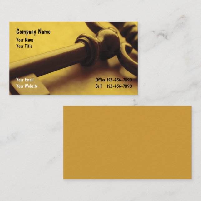 Security Business Cards Key Theme (Front/Back)