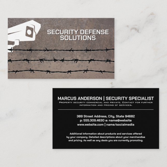 Security Camera | Barbed Wire  Business Card (Front/Back)