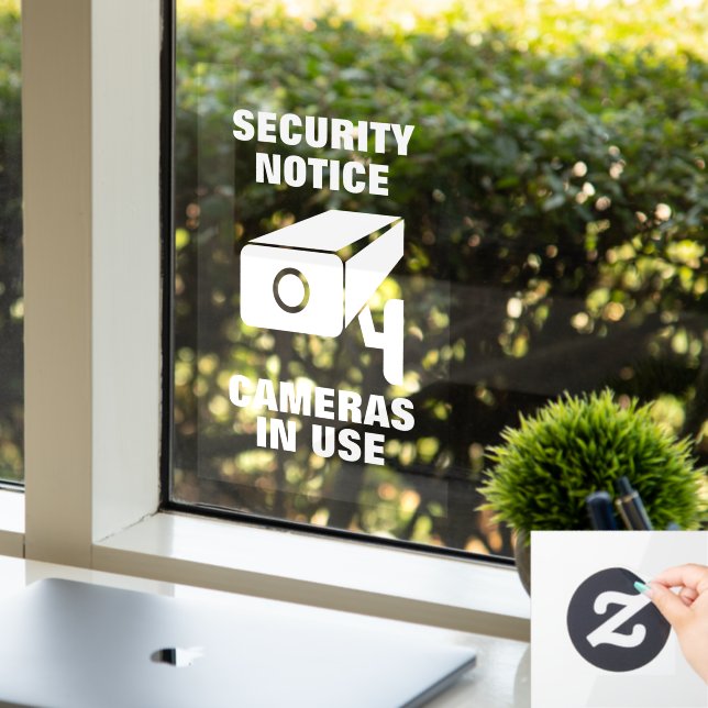 Security camera notice warning static non adhesive (Office)