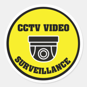 Security Camera Round Warning Sticker