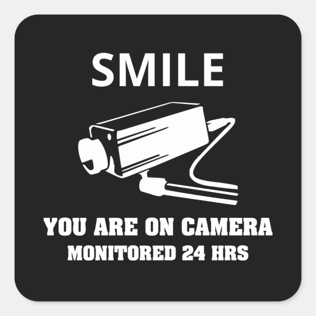 Security Camera Warning Square Sticker (Front)