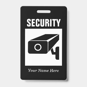 Security company name badge with CCTV camera logo ID Badge