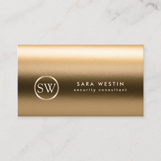 Security Consultant Gold Monogram Business Card (Front)