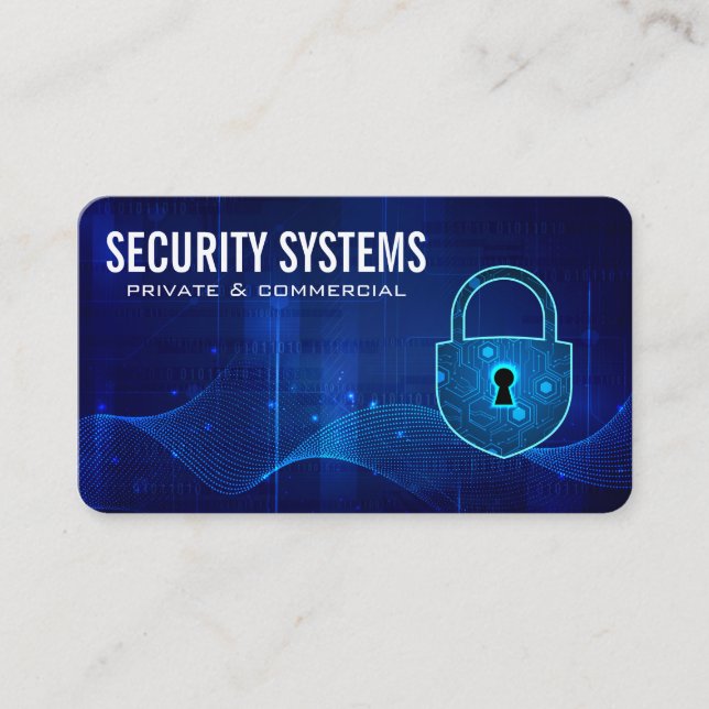 Security Cyber Lock | Modern Tech Business Card (Front)