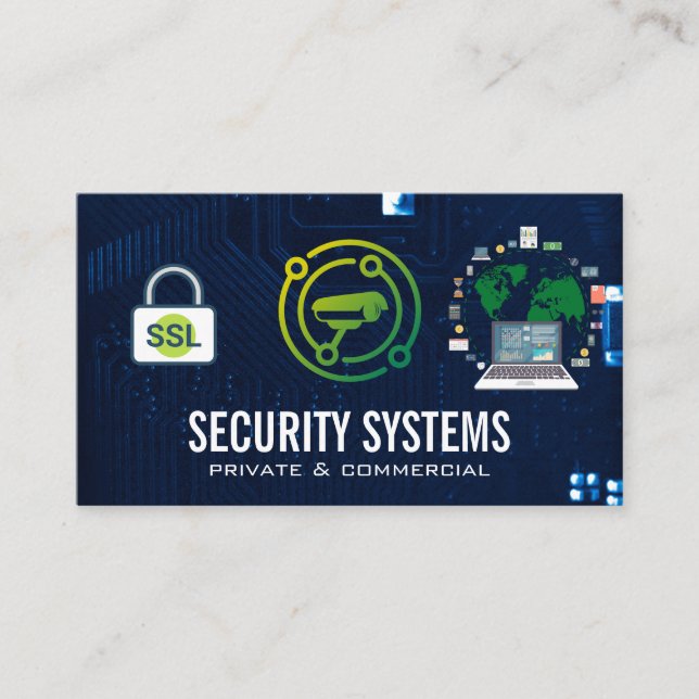 Security Cyber Tech Background Business Card (Front)