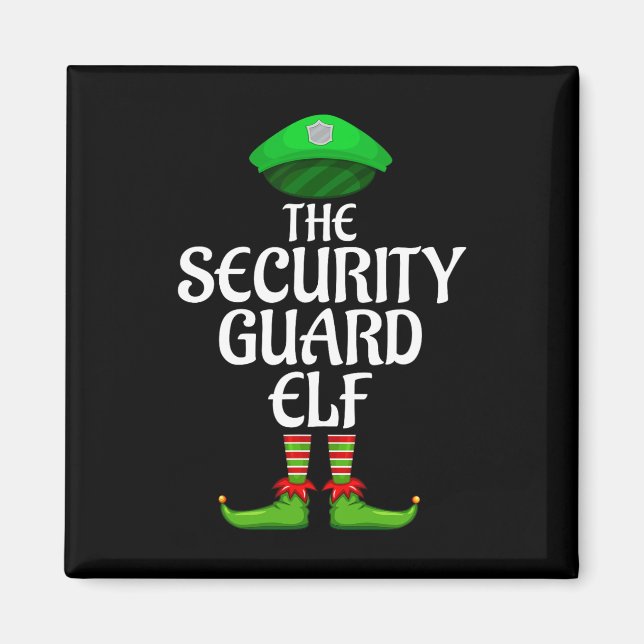 Security Guard Elf Matching Family Group Christmas Magnet (Front)