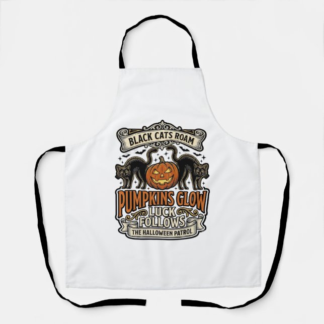 Security Guard Halloween Shirt with Black Cats & P Apron (Front)
