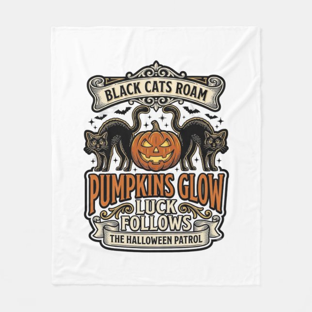 Security Guard Halloween Shirt with Black Cats & P Fleece Blanket (Front)