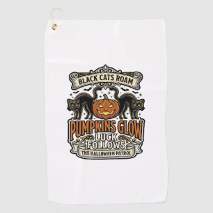 Security Guard Halloween Shirt with Black Cats & P Golf Towel