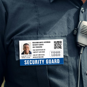 Security Guard ID Photo Name Logo QR Blue Tag