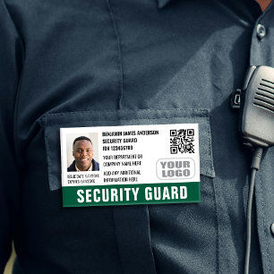 Security Guard ID Photo Name Logo QR Green Tag