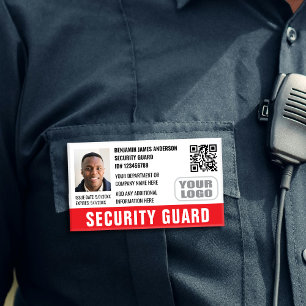 Security Guard ID Photo Name Logo QR Red Tag
