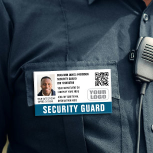 Security Guard ID Photo Name Logo QR Teal Name Tag