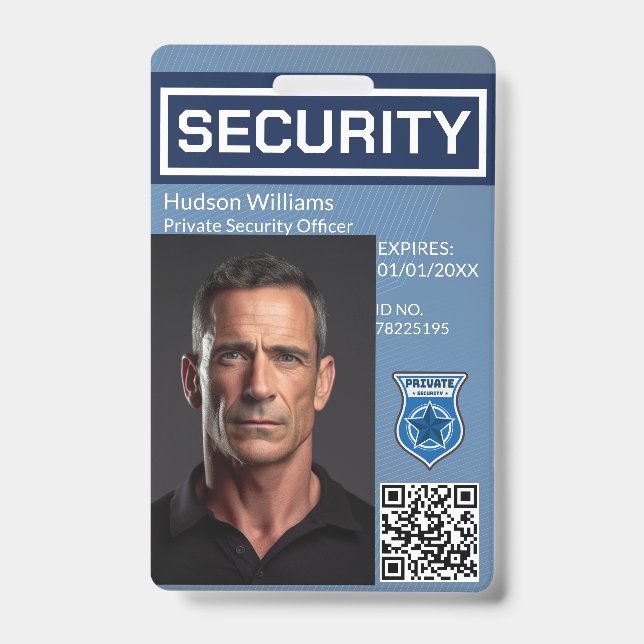 Security Guard Photo ID Badge | Custom Work ID (Front)