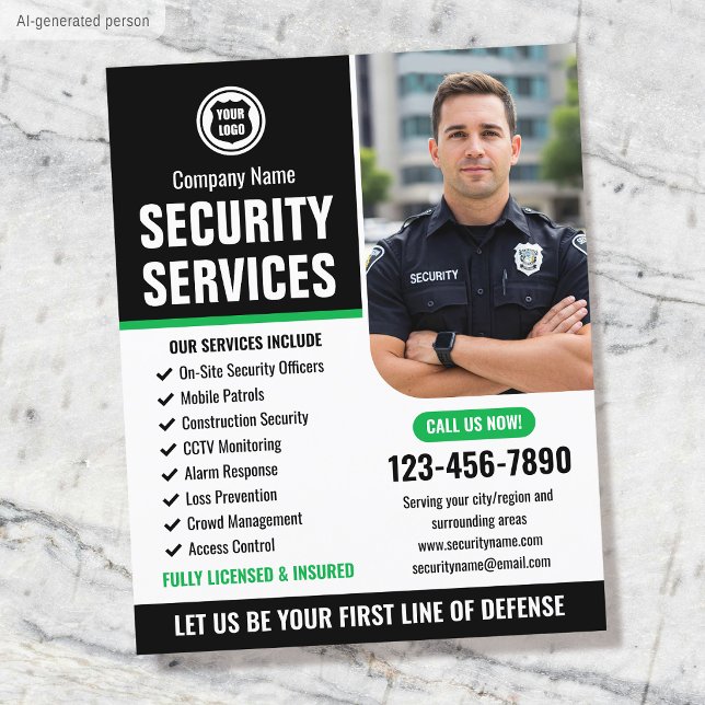 Security Guard Services Company Logo Green Custom Flyer (Creator Uploaded)