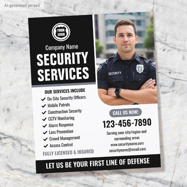 Security Guard Services Company Logo Grey Custom Flyer (Creator Uploaded)