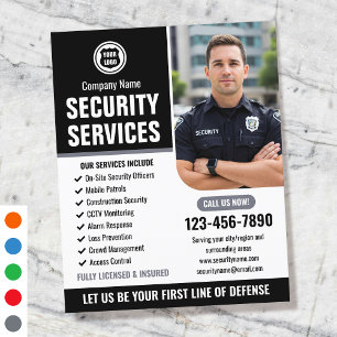Security Guard Services Company Logo Grey Custom Flyer